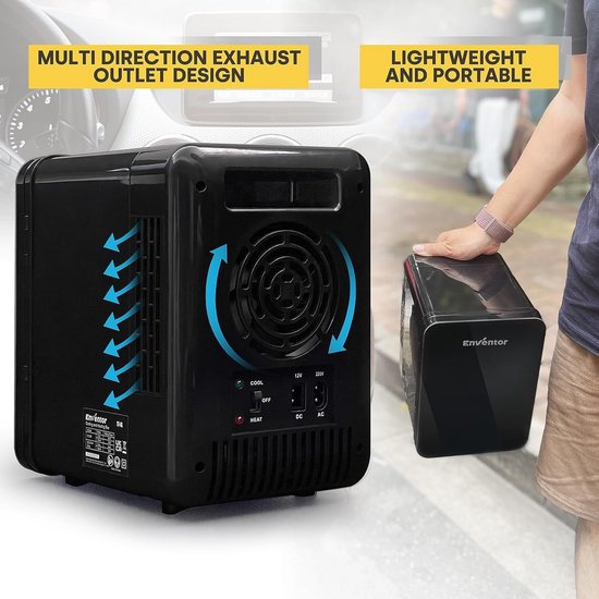 Mini koelkast - 4L - Warmhoud functie - Draagbaar - Max min 20 graden - Verwijderbare plank - Zwart - Camping - Auto van MINI — afbeelding 2