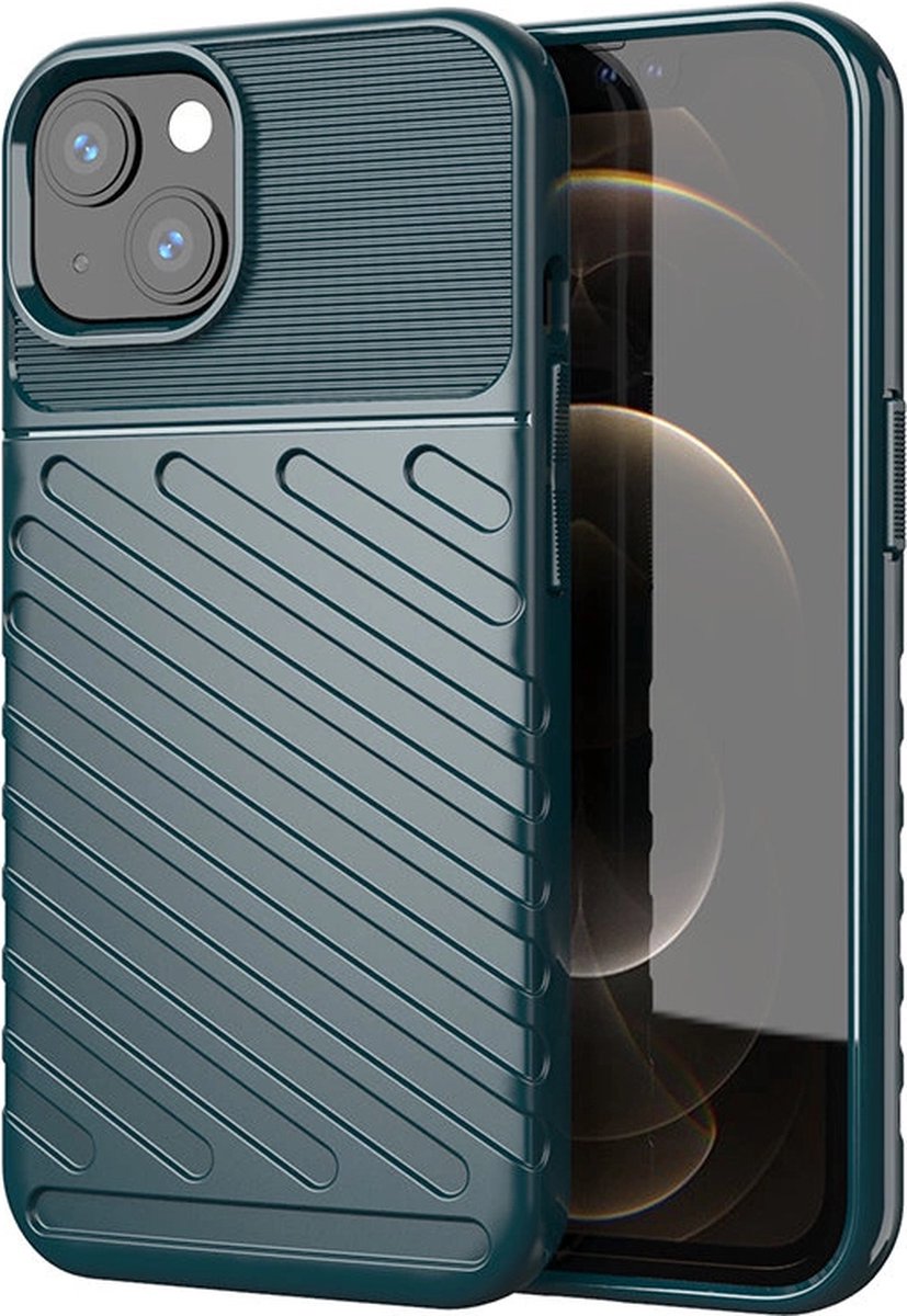 Thunder - Case, - flexibele gepantserde hoes, cover voor iPhone - 13 - mini, - groen
