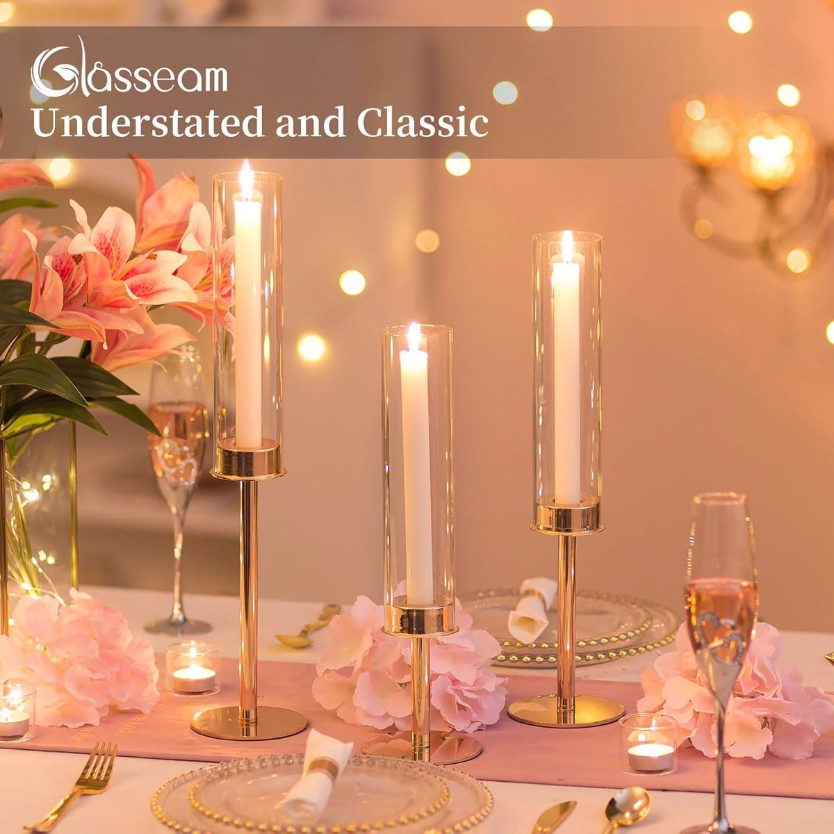 Glasseam Bougeoirs à Bougie En Verre Transparent, Lot De 6, Petits Bougeoirs CarréS En Vrac, Bougeoirs