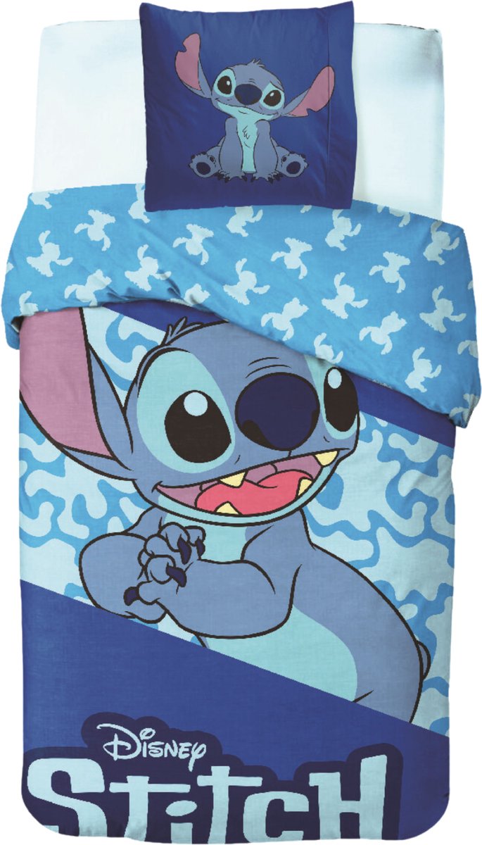 Slaap In Een Zachte Cocon Met Stitch: Disney Beddengoed So Very Tired - Omkeerbaar Dekbedovertrek 140x200 Cm + Kussensloop 65x65 Cm