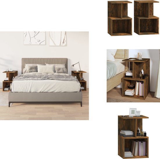 vidaXL Nachtkastje met lade 2 pcs Gerookt eiken 25,5 x 22 x - Slaapkamer | Nachtkastjes
