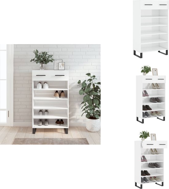 vidaXL Schoenenkast 60x35x105 cm bewerkt hout wit