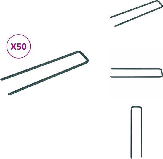 vidaXL Pointes de gazon artificiel en forme de U 150x35x4mm - Fer - Kunstgras