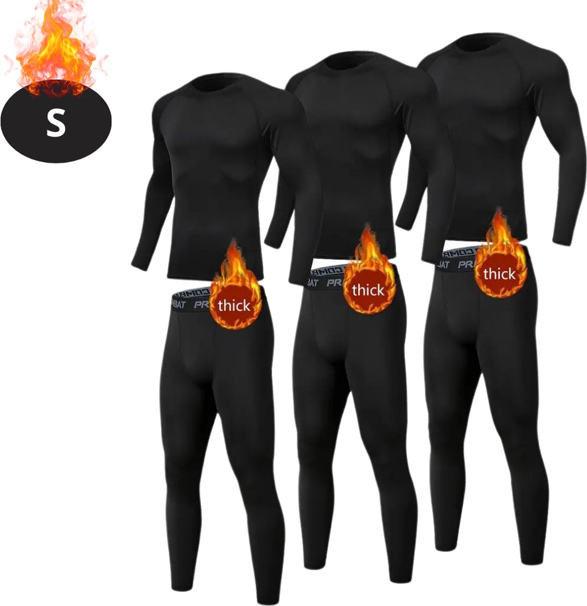 Nivard Thermokleding Heren – Thermobroek – Thermoset 6 stuks – Thermolegging – Winter – Thermoshirt – Zwart – S