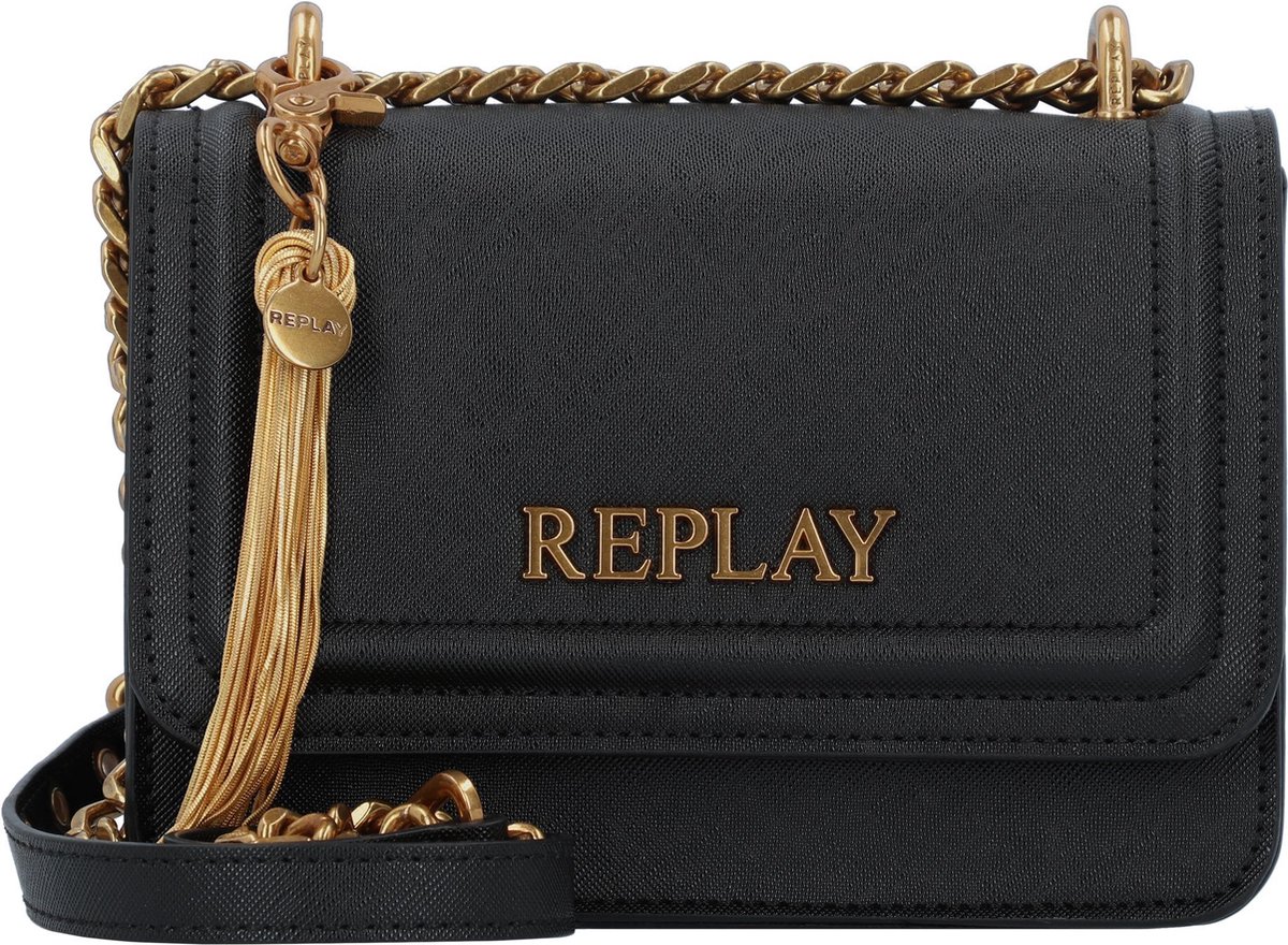 REPLAY Schoudertas Crossbody Bag Black / Satingold Zwart