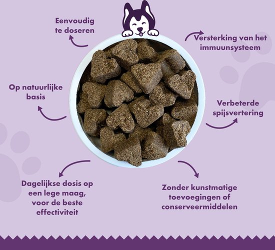 Sans viande - Anti-démangeaisons et léchage des Pieds - Anti-glandes anales - Soutient la Flore intestinale et la Digestion - Probiotiques et prébiotiques pour chiens en guise de friandises - 90 à mâcher - Woofies