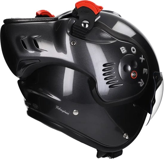 ROOF Boxer V8 Alpha Metal 22-06 - Maat S - Systeemhelmen - Scooter helm - Motorhelm - Zwart - Scooterhelmen mannen en vrouwen.