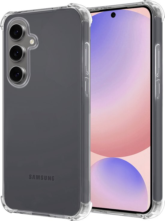 Hoes Geschikt voor Samsung S24 FE Hoesje Siliconen Cover Shock Proof Back Case Shockproof Hoes - Transparant