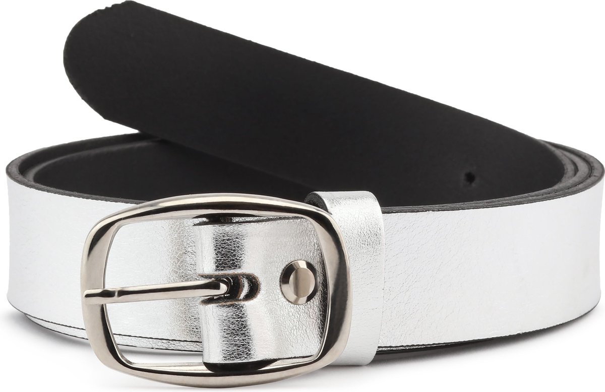 Ladeheid Dames Kledingriem - Riem - Broekriem - Verstelbaar - Leer - MS-EL-D41 - Zilver - 95 cm