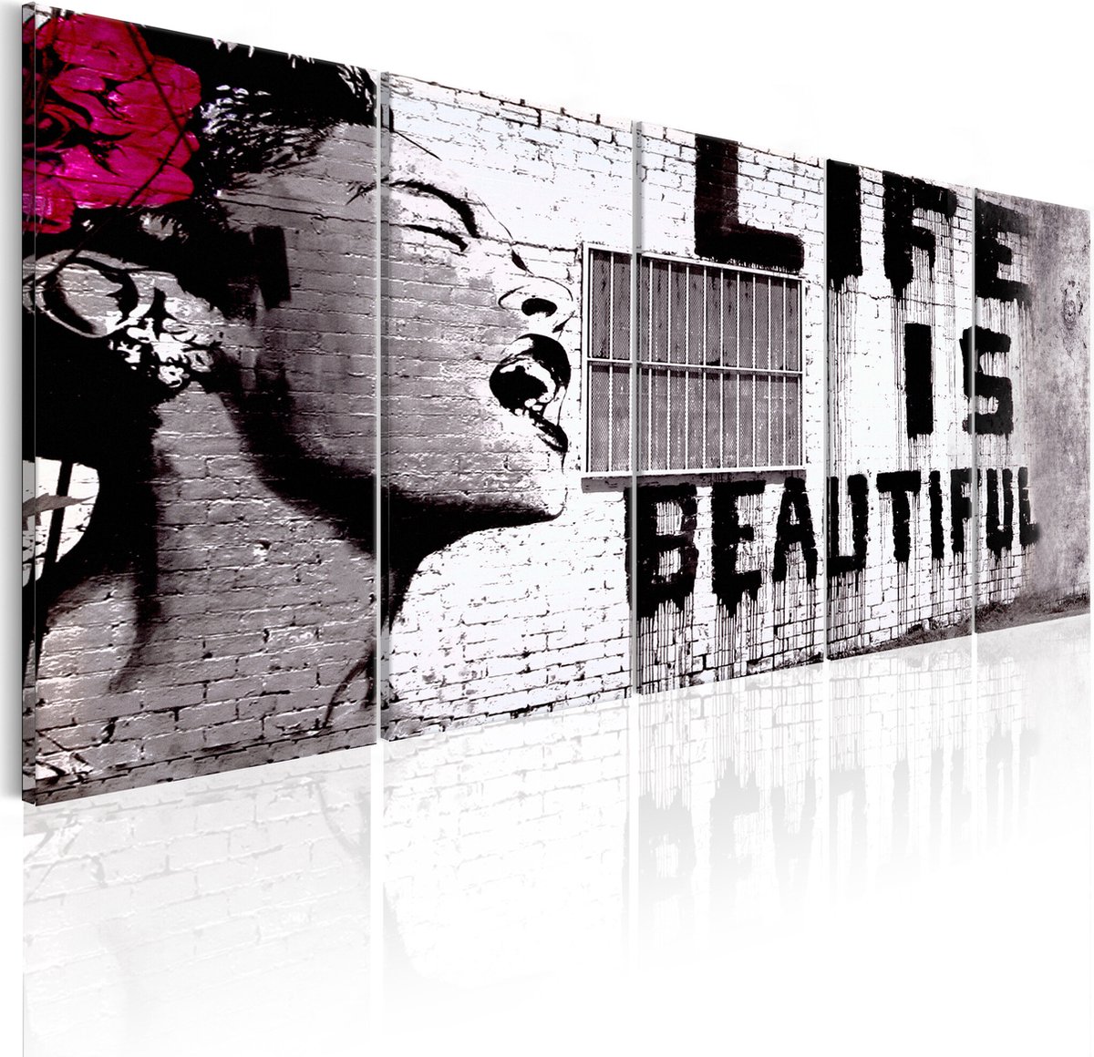 karo-art Schilderij - Banksy: Life is Beautiful Multikleur