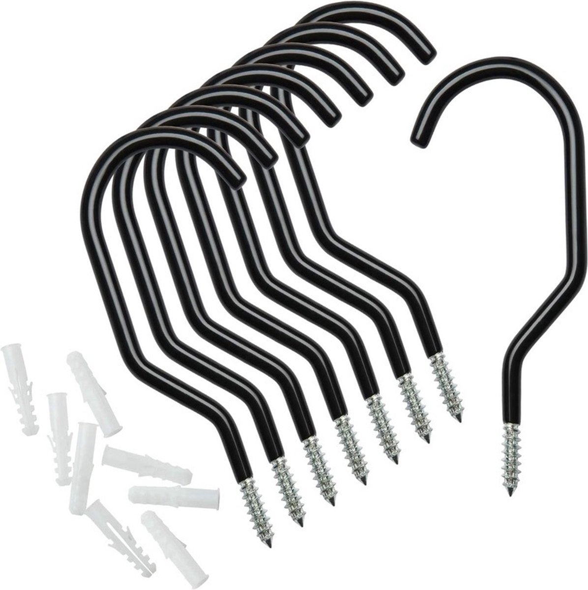 Plafondhaken - 8 stuks - Rubber Met Staal - zwart - fietshanger-opberghaken - Garage fietshaken - 16 × 7 cm - voor garage, muur en plafond, gereedschapshanger