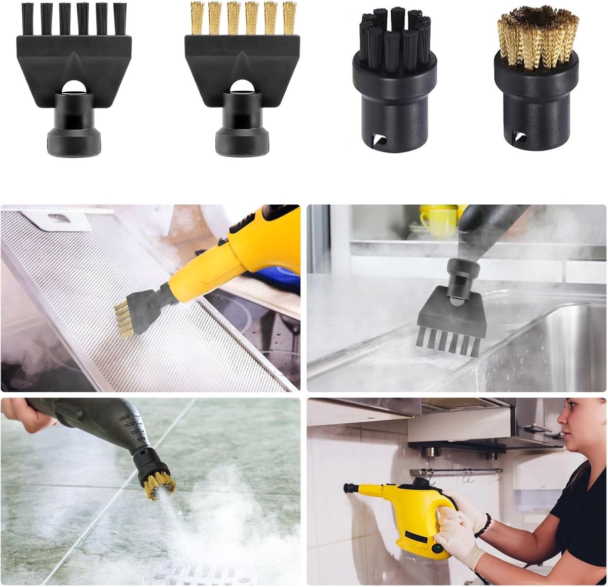 Borstelset voor Stoomreiniger - Geschikt Voor Kärcher Borstelset messing - Borstelset - 8 stuks - borsteltjes stoomreiniger - Voor Kärcher SC1 SC2 SC3 SC4 SC5 - krachtige reinigingsborstel – foto 4