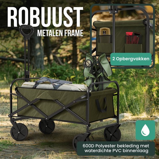 Avalo Bolderkar - Opvouwbaar - Tot 90KG - 80x47x49 CM - 80L - 360º Wielen - Groen van Avalo — afbeelding 3