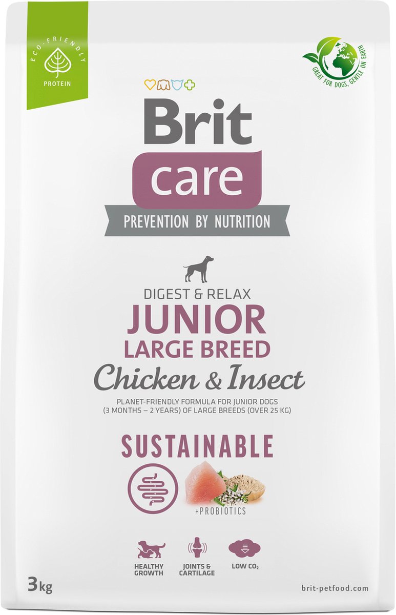 Brit Brit Care Sustainable Junior Large Breed Digest & Relax Kip - Hondenvoer - 3 kg