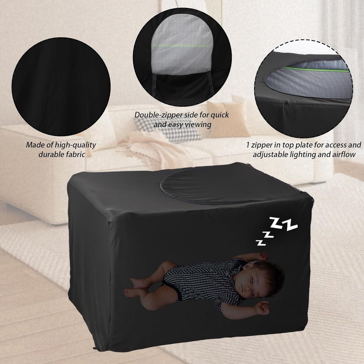 Verduisterende Hoes voor de Wieg, Draagbare Rekbare Rekbare Verduisteringstent, Ademende Comfortabele Wiegluifelhoes, Draagbaar Reisnet Wieghoes voor Indoor Outdoor Travel