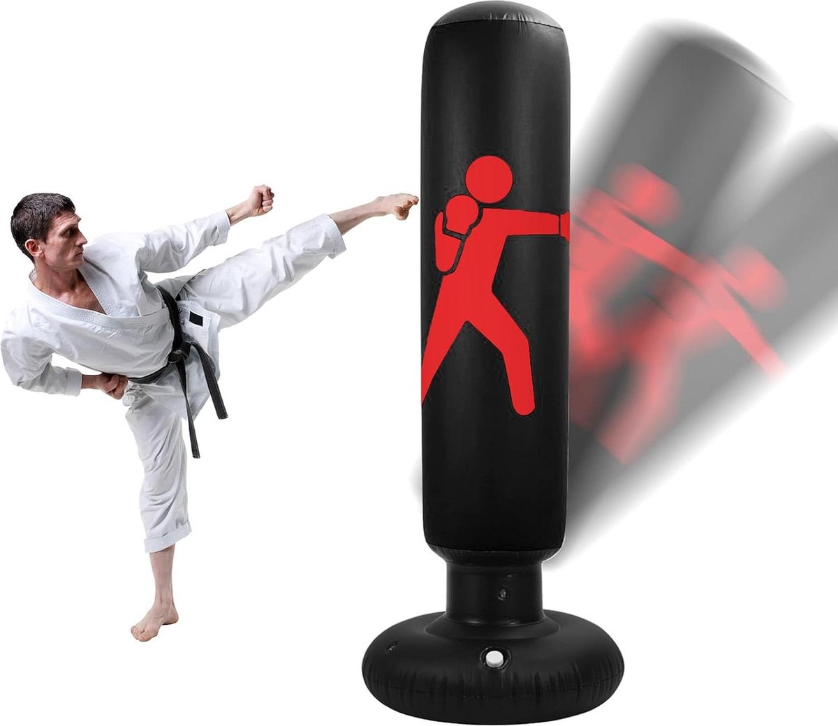 Opblaasbare staande bokszak voor fitness krachttraining decompressie - volwassenen en jongeren - karate taekwondo oefenen