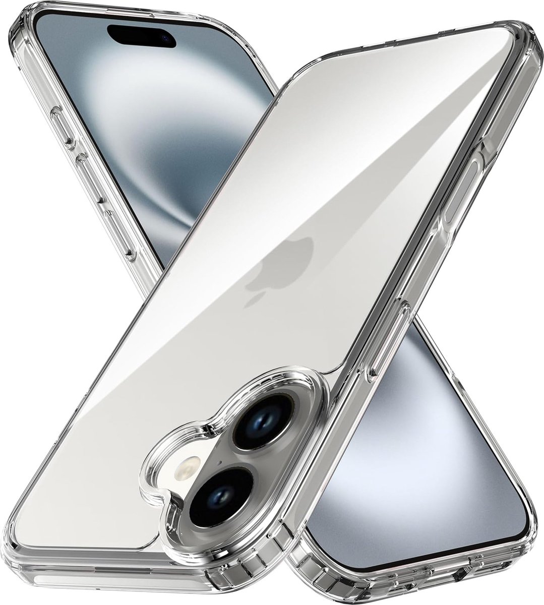 AziLine Shockproof Case Geschikt voor iPhone 16 - Transparante Luxe iPhone 16 Bescherming Hoesje - Maximaal Stevig en Premium Kwaliteit geschikt voor Apple iPhone 16