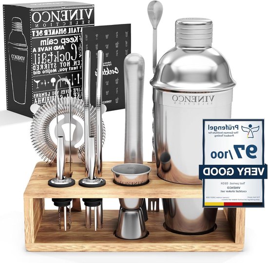 Cocktailshaker Set Recepten Book - 13 Delig RVS Staal Premium Barkeeper Kit Prof Cocktail Shaker Bar Accessoires Voor Martini Gin Tonic Mojito Longdrinks Party Verjaardag Cadeau Man Vrouw