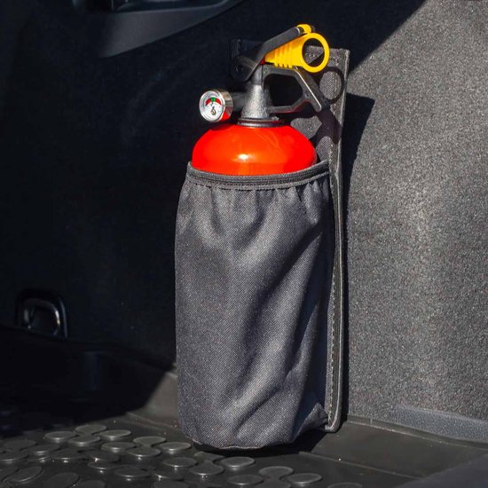 AMiO Klittenband Houder voor 1KG Poederblusser Brandblusser Muurbevestiging of Auto Kofferbak Zwart