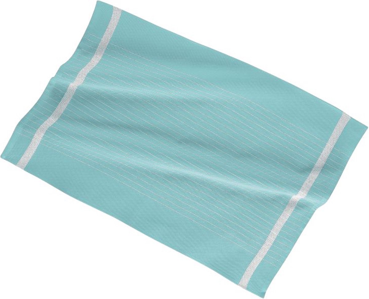 Zic-Zac Keukenhanddoek 50x70cm set3 stripe coloured center turquo