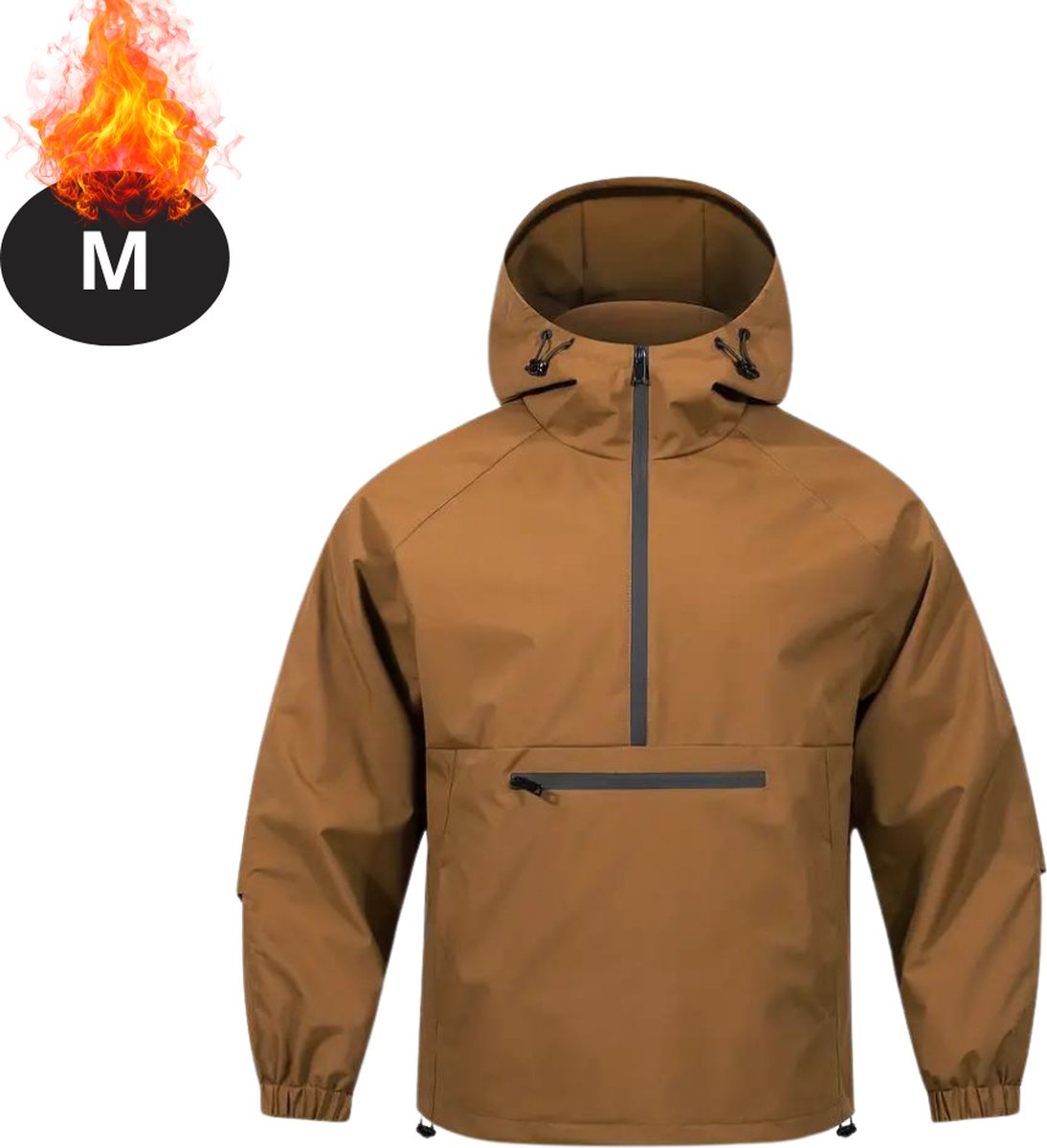 Livano Windjas Voor Heren Windjack Waterdicht Jas Met Capuchon Outdoorjas Volwassen Karamel Karamell