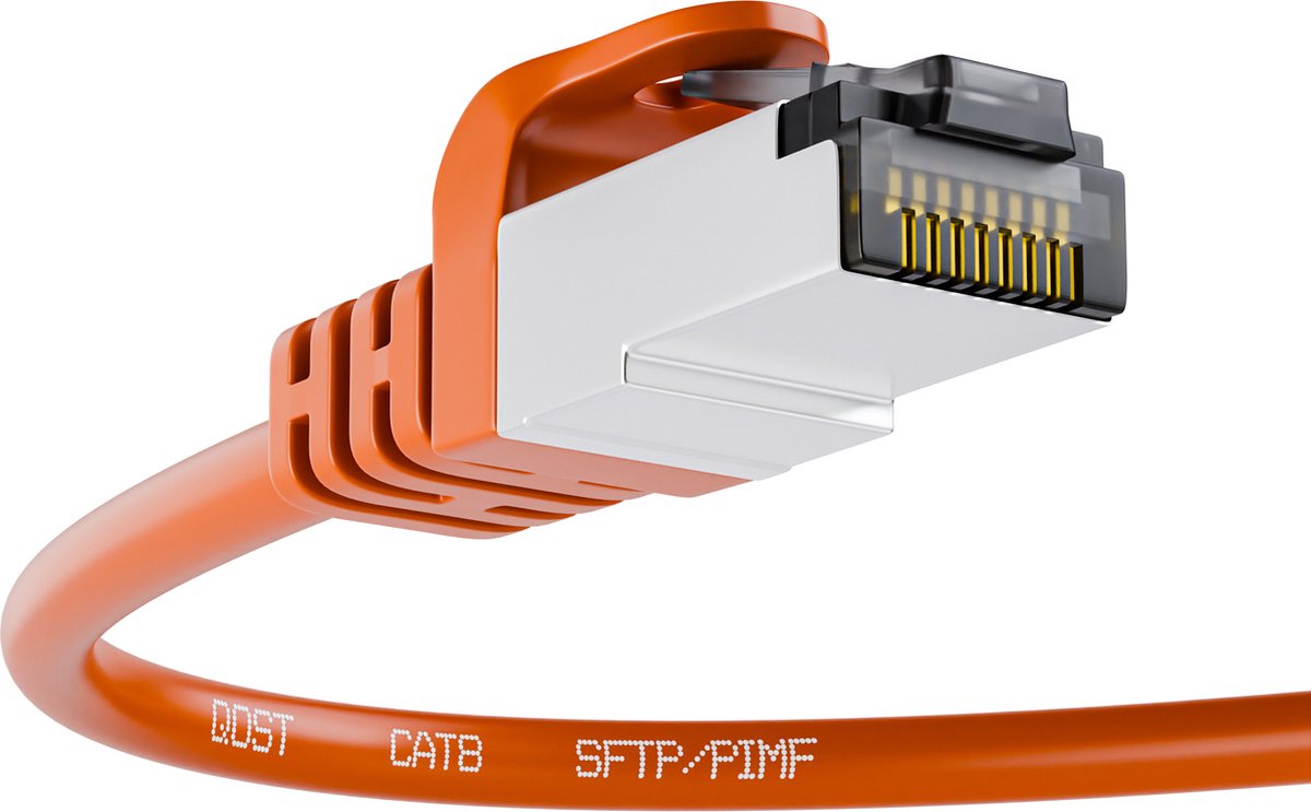 Image of Qost - CAT8.1 internetkabel - SFTP / PiMF LZSH - 40 Gbps / 2000 MHz - RJ45 Connectoren - Patchkabel / Netwerkkabel - 2 meter - Oranje