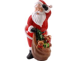 Viv! Statue de Noël - Père Noël avec sac plein de cadeaux - avec éclairage LED - rouge blanc - 38 cm