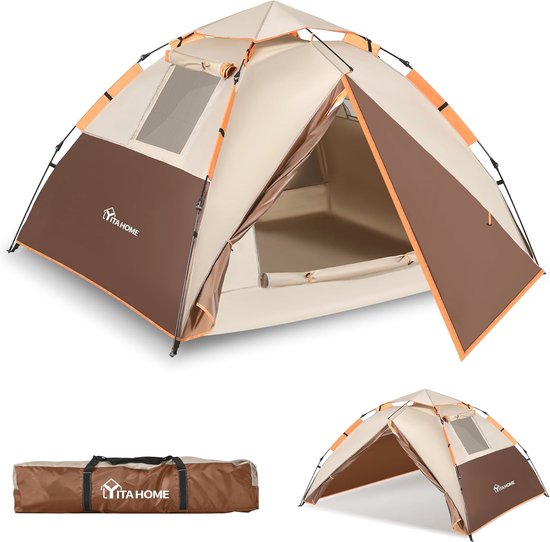 Outsunny Instant Pop-Up Tent met Regenschutz, Outdoor Familietent voor