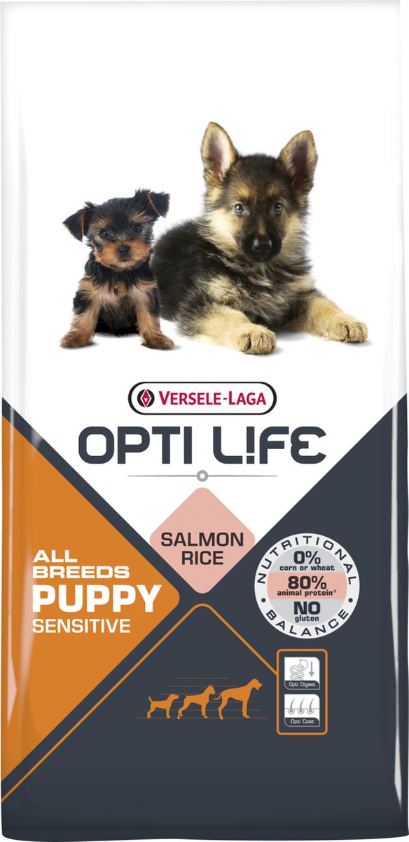 Opti Life Puppy Sensitive All Breeds hondenvoer 12,5 kg