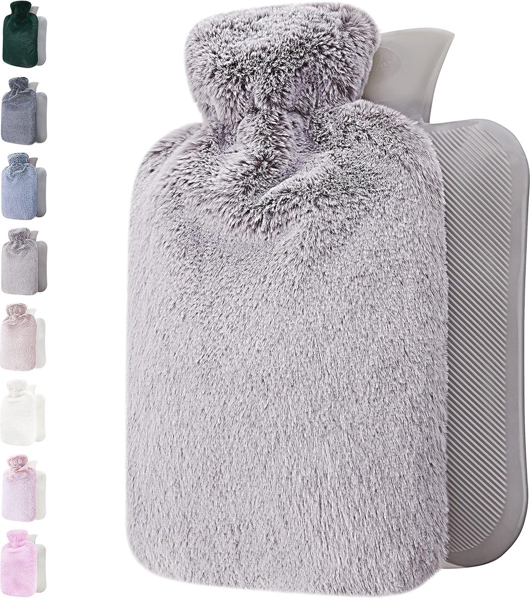 Bol.com Warmwaterkruik met Zachte Pluche Hoes - Pijnverlichting voor Rug, Nek en Schouders - 1.8 L - Perfect Cadeau voor Vrouwen... aanbieding
