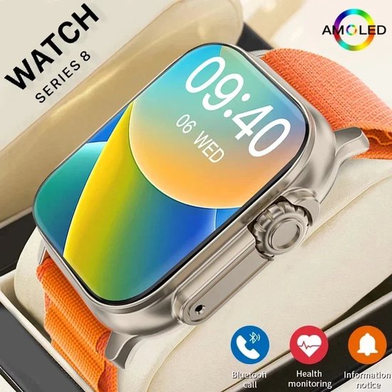 2024 Nieuwe T900 Ultra 2 Smartwatch voor Mannen 49mm Series 8 met 2.3 inch AMOLED. bol