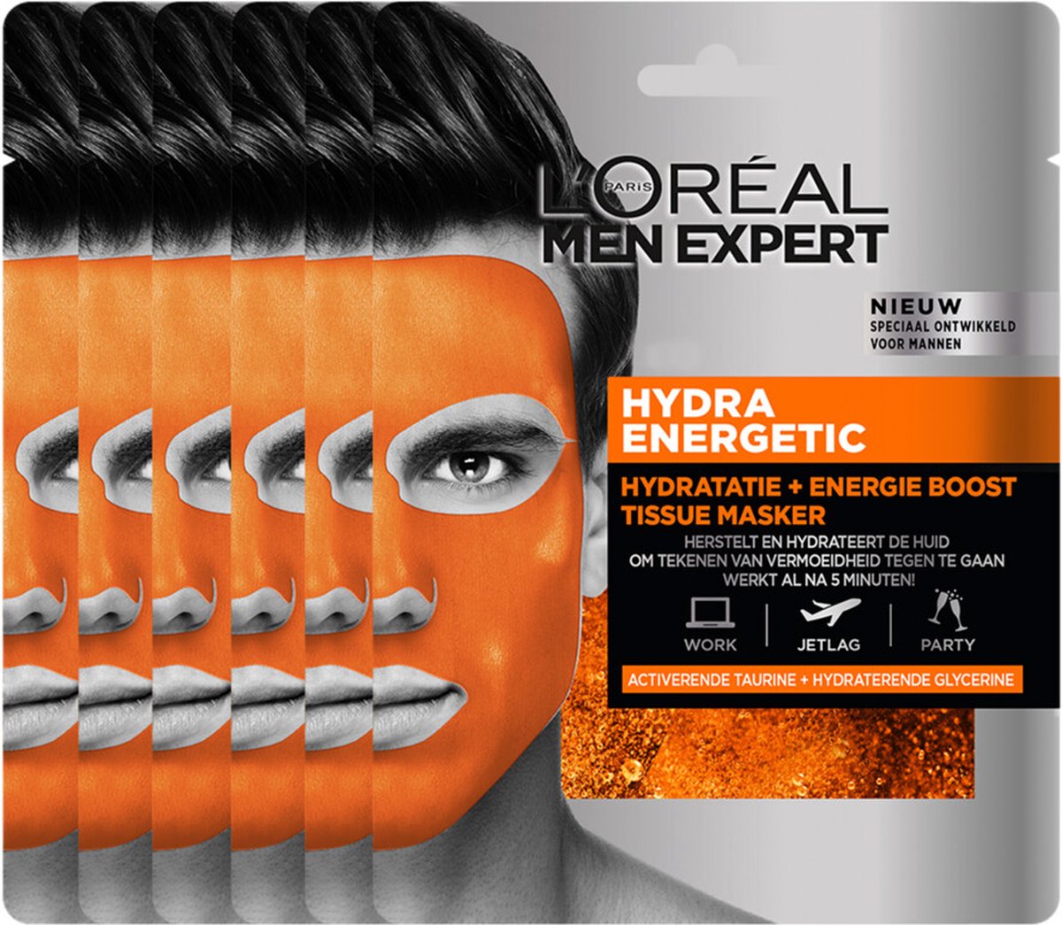 Goedkoopste 6x L'Oréal Men Expert Hydra Energetic Gezichtsmasker