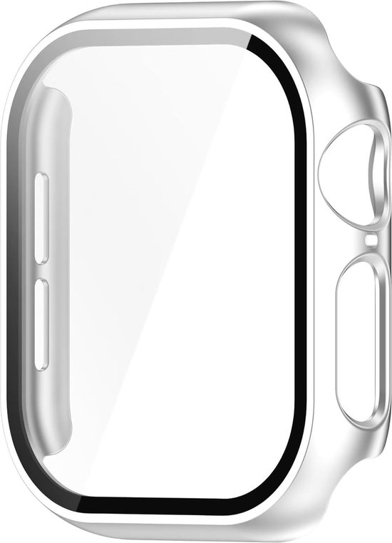 Strap-it Hard case hoesje met screen protector glas - geschikt voor Apple Watch Series 10/11 - 46mm (zilver)