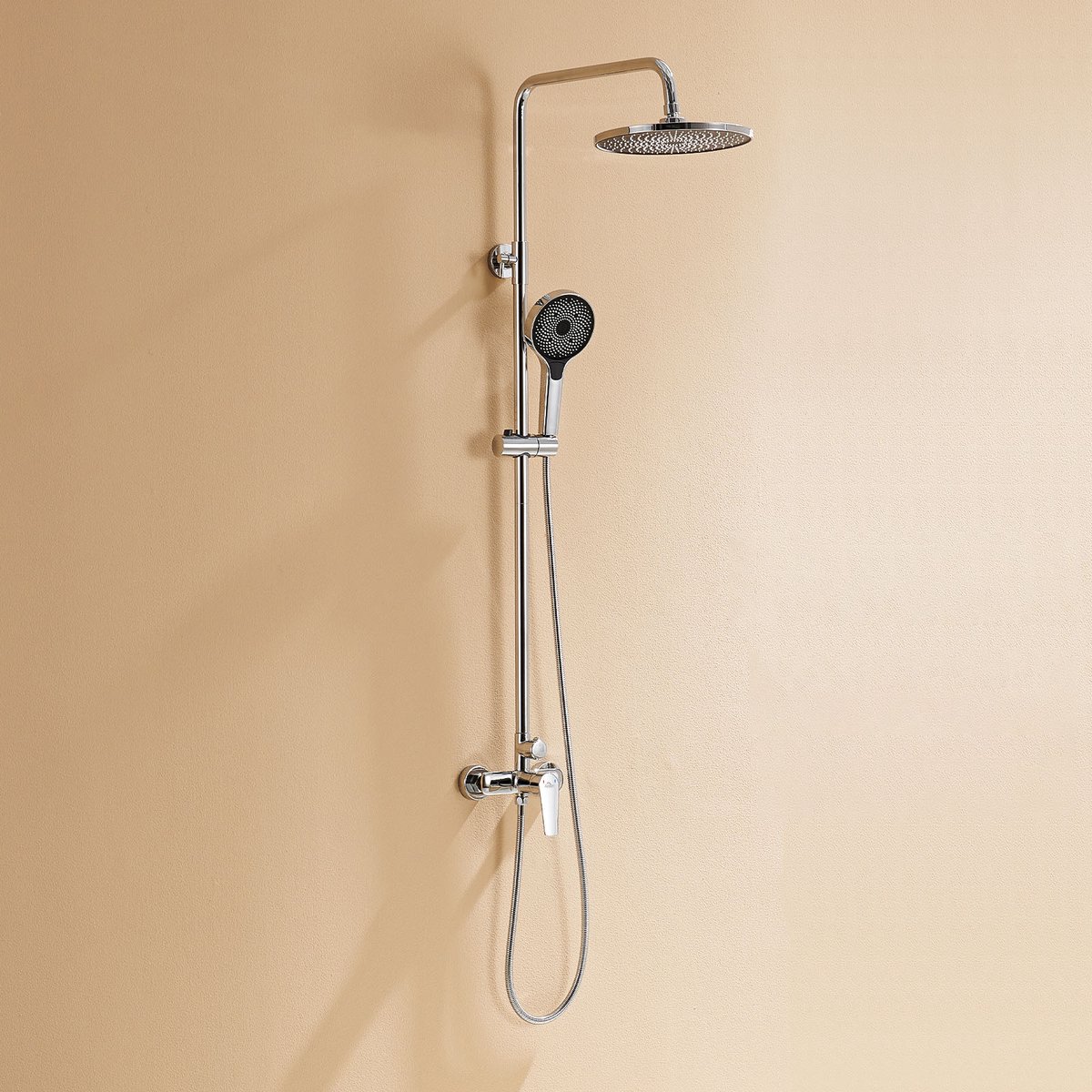 Auralum max Regendouche Chroom+Zwart - Douchesysteem met Handdouche - Regendoucheset Douchegarnituur - 3 Functies Doucheset
