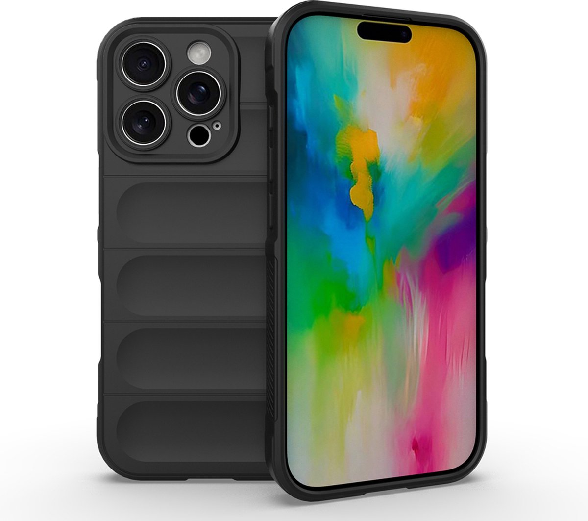 MobyDefend Hoesje - Geschikt voor iPhone 16 Pro Max - TPU Gripcase - Zwart