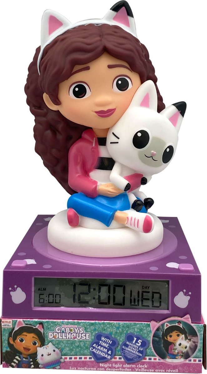 Gabby's Dollhouse 3D Wekker met nachtlampje en geluiden van Merkloos — afbeelding 4