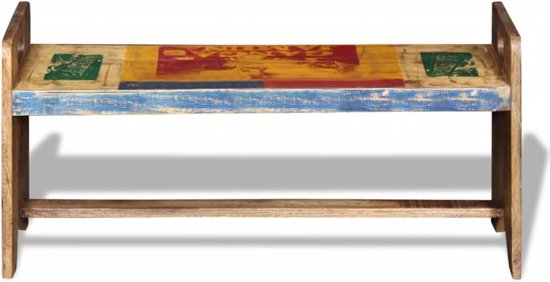 The Living Store Canapé Vintage en Bois Recyclé - 100 x 30 x 50 cm - Multicolore