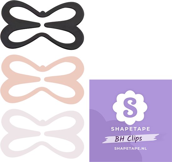 BH Clips - Shapetape - Extra comfortabel - 3 stuks - Zwart, Wit, Beige BH clip achterkant - BH bandjes transparant - BH accessoires - BH verlengstuk - Bh haakjes - Onzichtbare bh bandjes