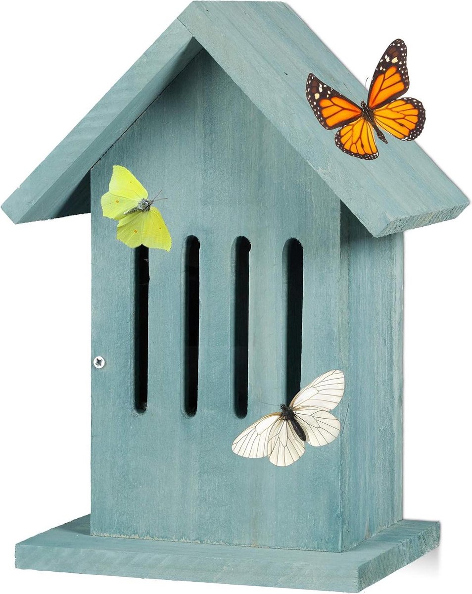 Hangend insectenhotel vlinderkast voor tuin en balkon HxBxD: 255 x 185 x 12 cm turkoois