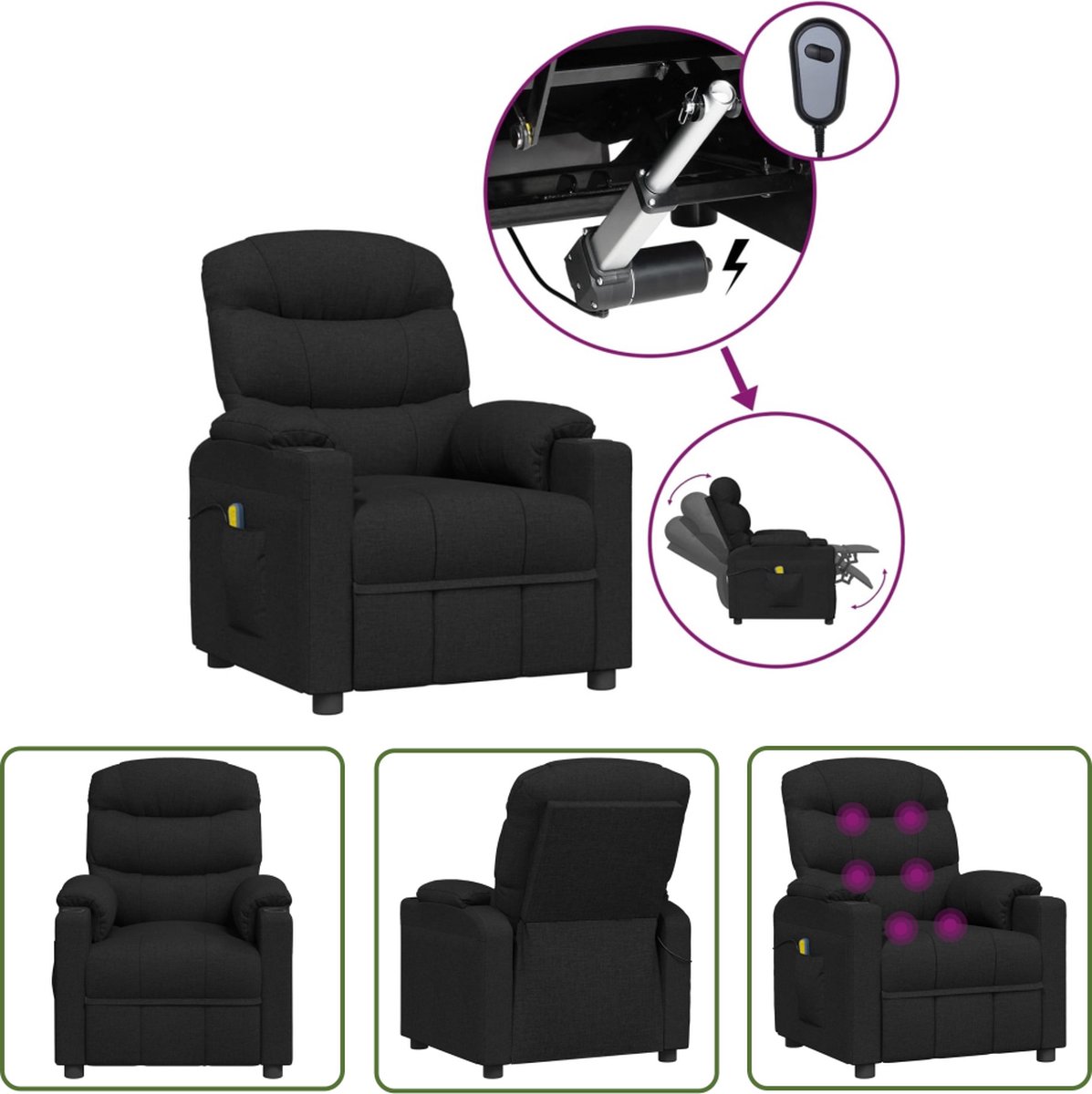 The Living Store Elektrische Massagefauteuil Zwart