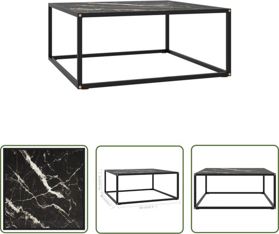 freeroom24 Designer bijzettafel glas zwart mat 40x40x70cm
