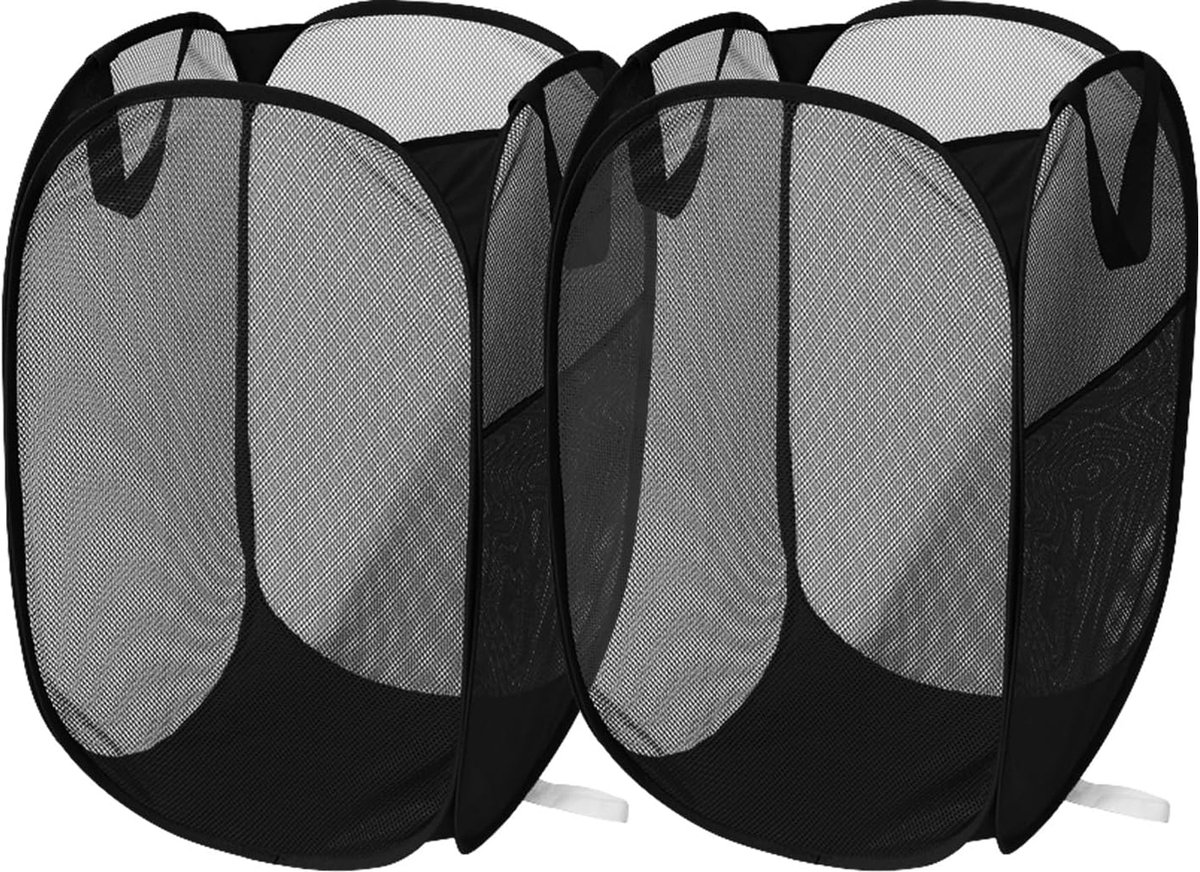 Goedkoopste Selbro ® Ruime Opvouwbare Wasmanden Set van 2 met Zijvak voor Kleding en Huishoudelijke Opslag