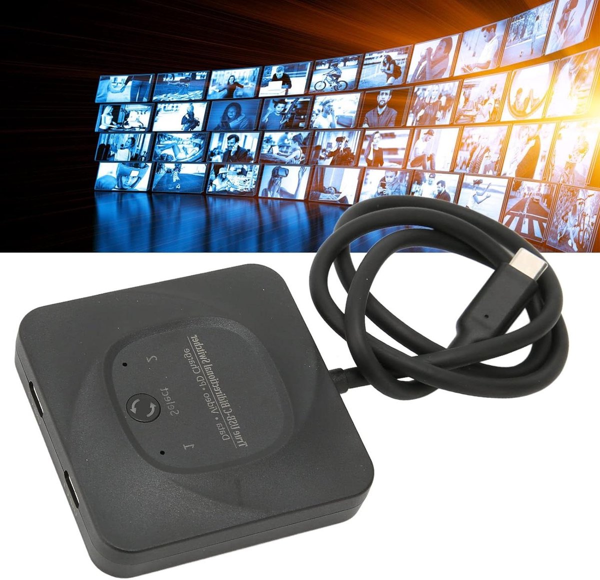 Bi-directionele USB C-switcher-splitter voor Snelle Transmissie HD-uitgang met Stroomindicator - 2 in 1 USB-switcher voor Computers