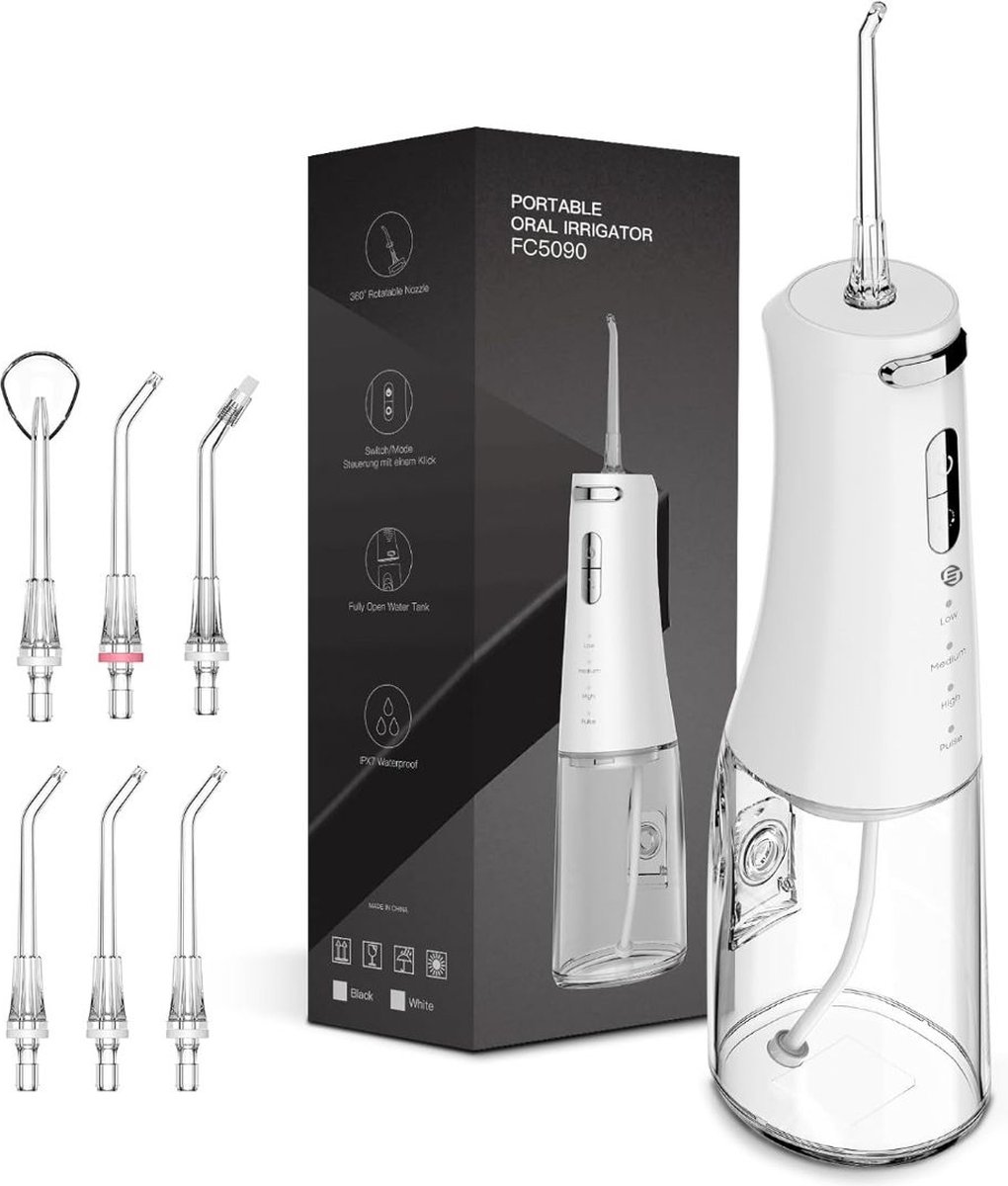 Bol.com Equivera Waterflosser - Monddouche - Elektrisch Flosapperaat - Water Flosser - Waterflosser Draadloos - Water Flosser Dr... aanbieding