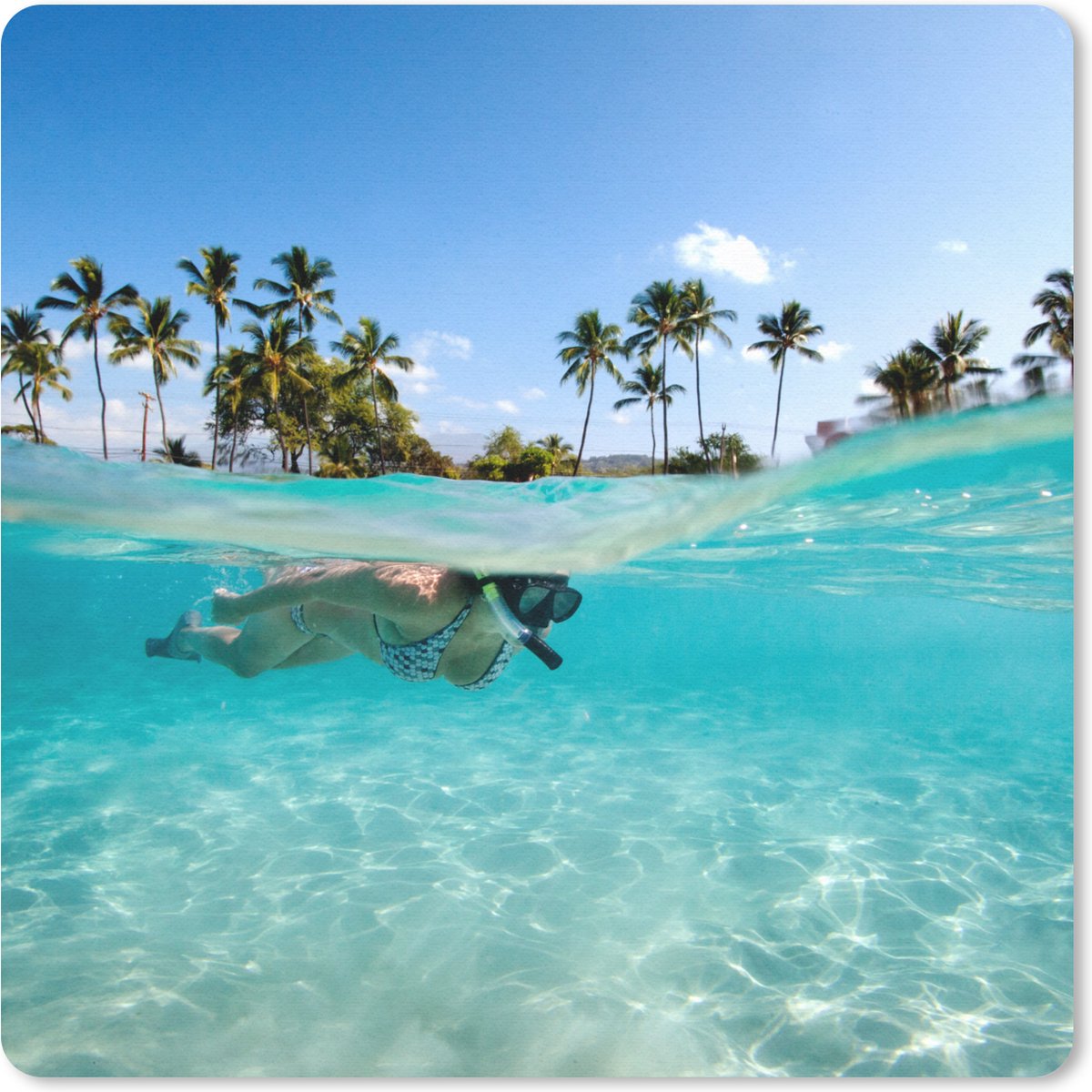 Muismat 30x30 cm - Mousepad Zee - Snorkel - Hawaii - Muismatten