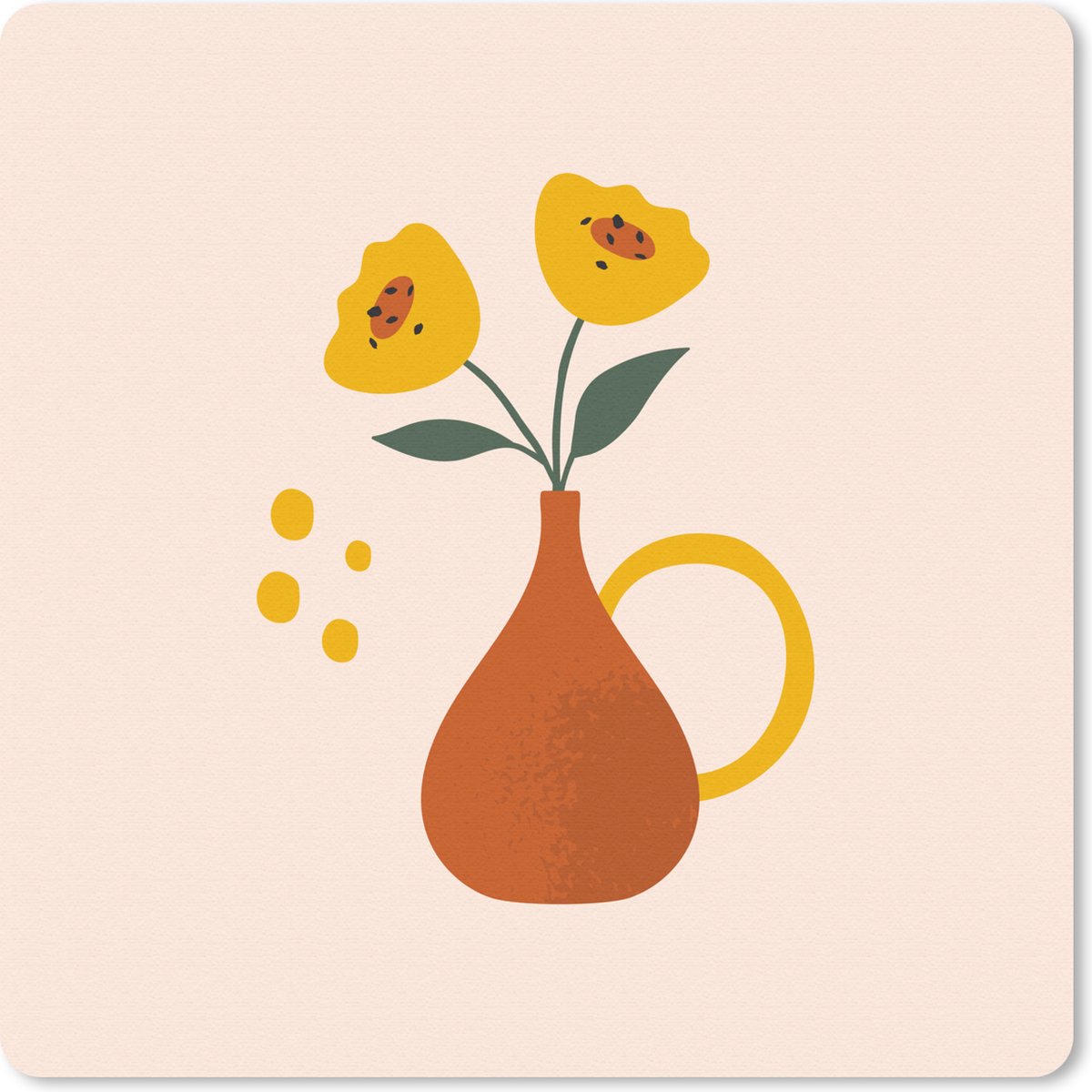 Muismat 30x30 cm - Mousepad Vaas - Bloemen - Pastel - Muismatten