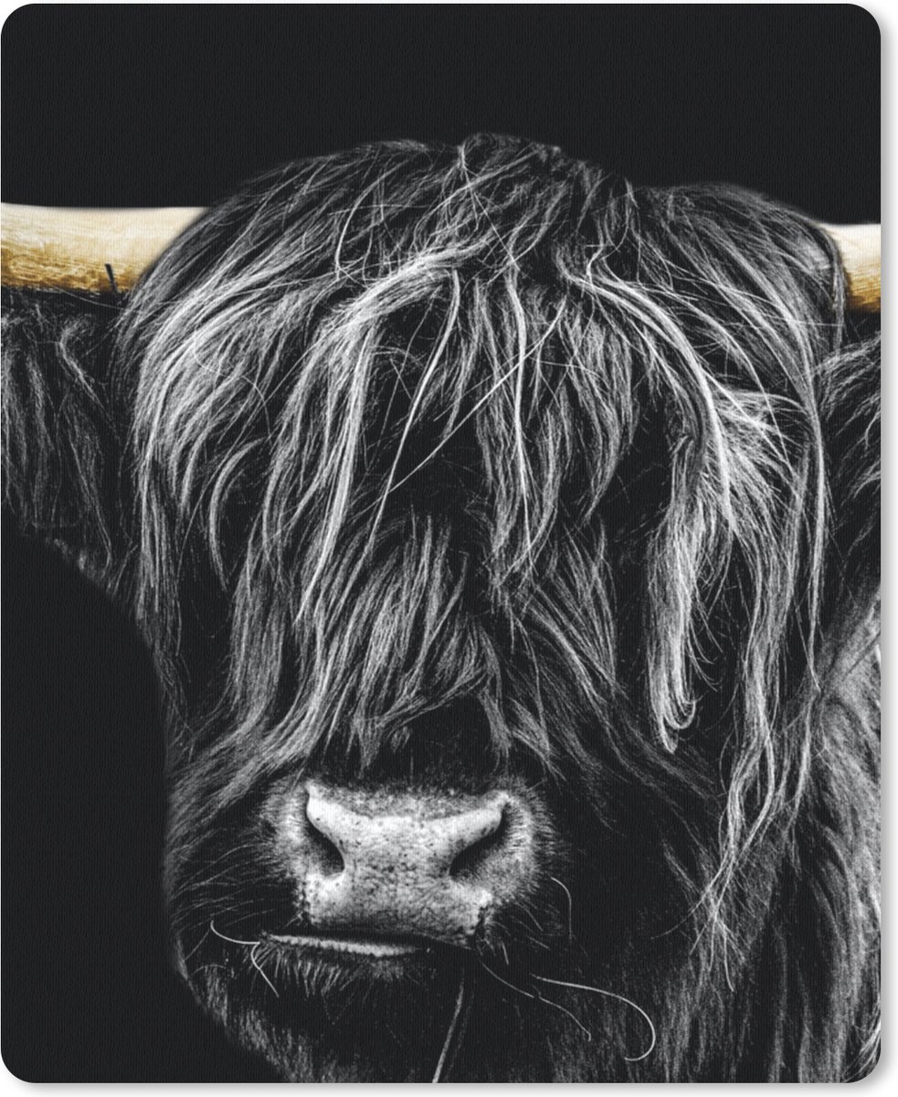 Muismat 19x23 cm - Mousepad Schotse hooglander - Goud - Vacht - Dieren - Koe - Muismatten