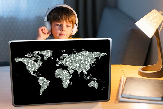 Laptop sticker - 17.3 inch - Wereldkaart - Bladeren - Natuur - 40x30cm - Laptopstickers - Laptop skin - Cover