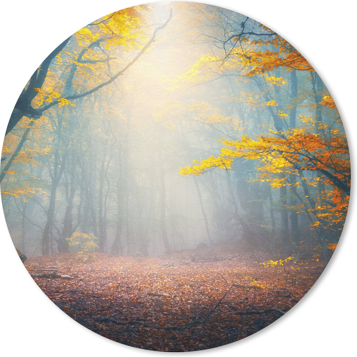 Muismat rond 40x40 cm - Mousepad Bos - Mist - Herfst - Ronde muismatten