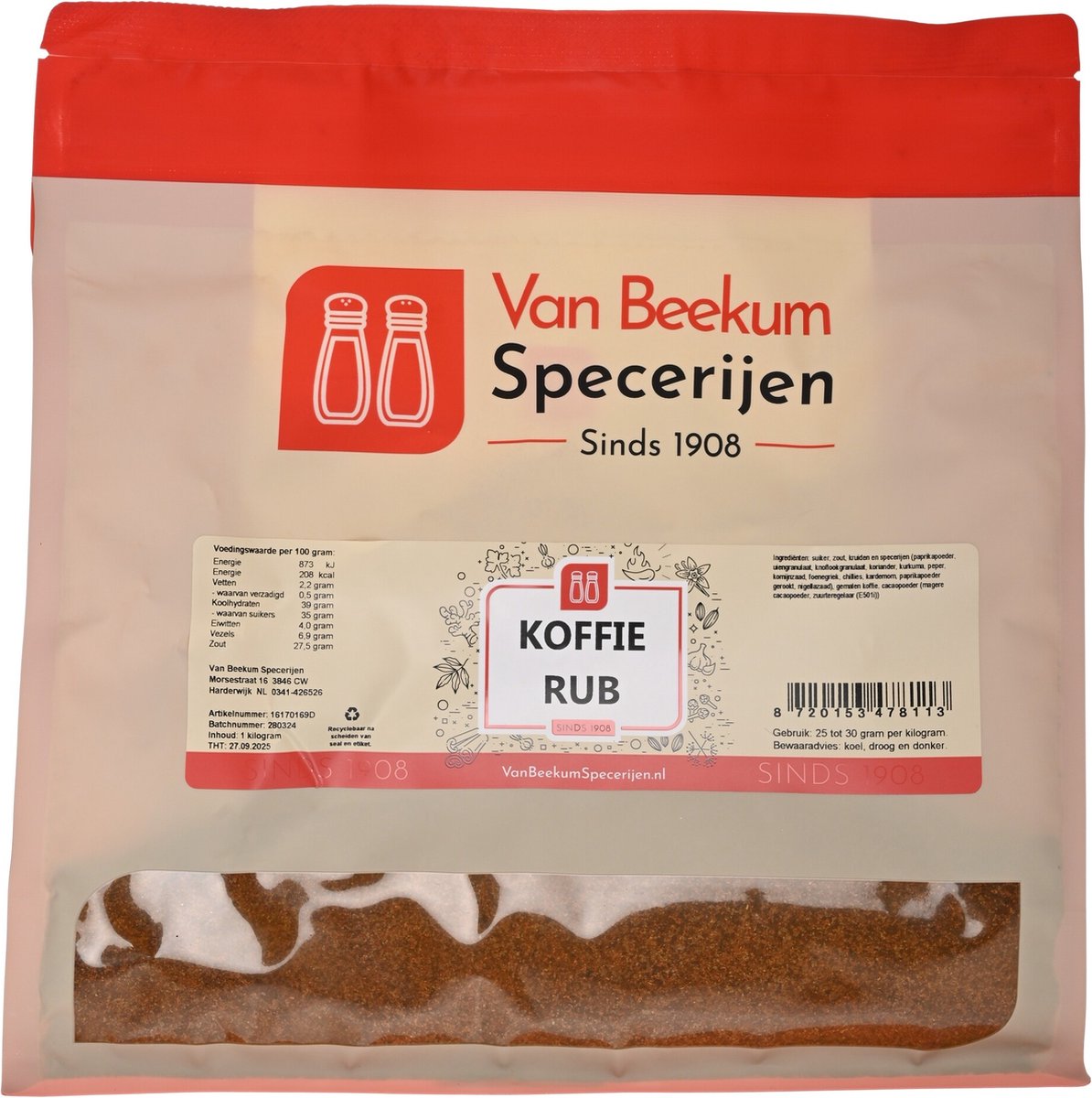 Goedkoopste Van Beekum Specerijen - Koffie Rub - 2 kilo (hersluitbare stazak